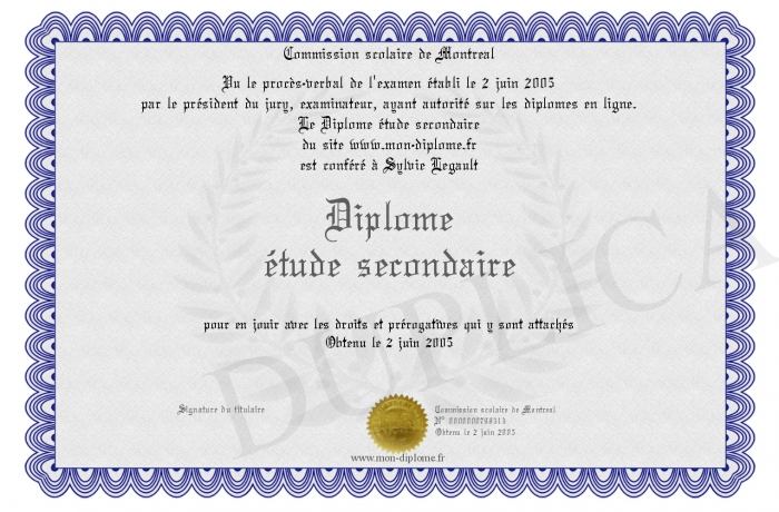 diplome etude secondaire